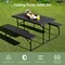Costway Folding Picnic Table & Bench Set for Camping BBQ w/ Steel Frame White/Balck